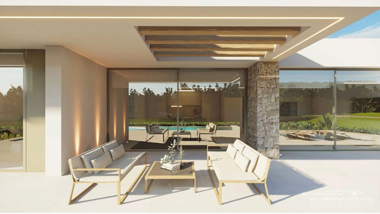 Moderne Neubauvilla auf einem Eckgrundstück mit Meerblick 