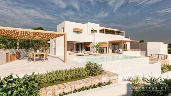 Neubauvilla im Ibiza-Stil mit Meerblick